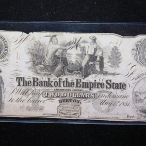 1851 Bank of the Empire State, New York, Obsolete Currency, Store Sale 093083