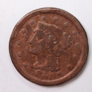 1851 Large Cent., Fine Circulated Condition., Store Sale #9005