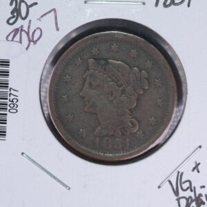 1851 Liberty Head Large Cent. Affordable Collectible Coin. Store # 09577