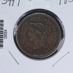1851 Liberty Head Large Cent. Affordable Collectible Coin. Store # 09584