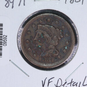 1851 Liberty Head Large Cent. Affordable Collectible Coin. Store # 09592
