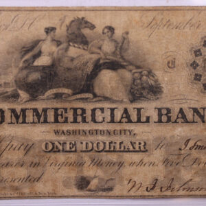 1852 $1, COMMERCIAL BANK., WASHINGTON D.C., STORE #18540