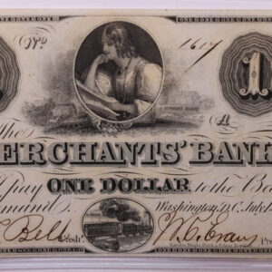 1852 $1, MERCANTILE BANK., Wash D.C., Obsolete., #18415