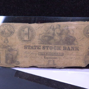 1852 $1 Obsolete Currency, State Stock Bank, Store #05697