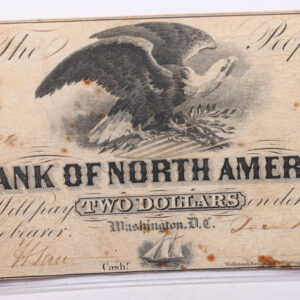 1852 $2 Bank of North America, Wash D.C., Obsolete Currency., #18371