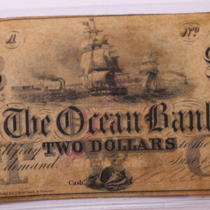 1852 $2, The Ocean Bank, Wash D.C., Obsolete Currency., #18374