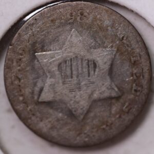 1852 3 Cent Silver., TRYME., Fine Circulated Coin., Store #2223