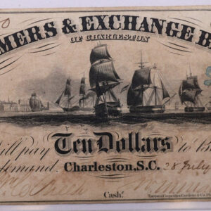 1853 $10., Farmers & EXCHANGE BANK, S.C., Obsolete Currency., Store #SC009.