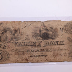 1853 $5, VALLEY BANK, MD., Obsolete Currency. Nice Note. #06193