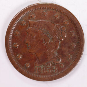 1853 Large Cent., Very Fine Circulated Coin., Store Sale #1993