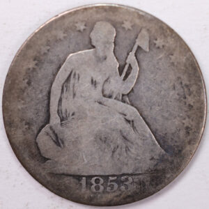 1853 Liberty Seated Half Dollar, Good Circulated Coin, Store #H853.01