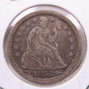 1853 Seated Liberty Silver Dime., V.F. +., Store Sale #19043