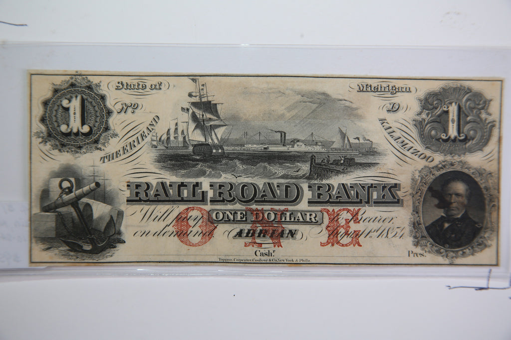 1854 $1 Adrian, Michigan., Obsolete Currency, Store Sale 0932321.