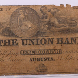 1854 $1, UNION BANK., AUGUSTA, GA., Obsolete Currency., Store #GA003.