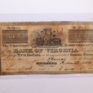 1854 $10., Richmond Virginia. Affordable Collectible Currency, Store #06201