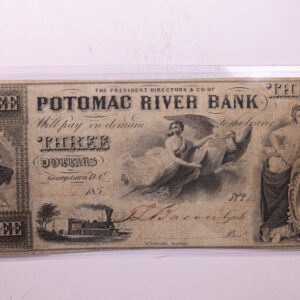 1854 $3, POTOMAC RIVER Bank, Georgetown, D.C., STORE #18519
