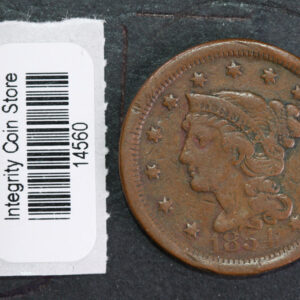 1854 Large Cent, Affordable Circulated Coin, Store Sale #14560
