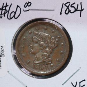 1854 Large Cent, Affordable Early Date Copper Cent. Available on-line Only. #0974