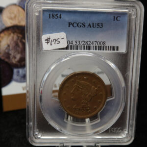 1854 Liberty Head Large Cent. PCGS Graded AU53. Store #08483