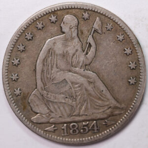 1854 Liberty Seated Half Dollar, Very Fine+ Circulated Coin, Store #H854.01