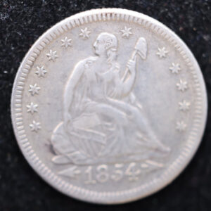 1854 Seated Liberty Quarter., Circulated Coin. Large Affordable Sale #02129