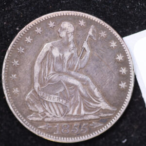 1855 Seated Liberty Half Dollar, Nice Strike, Circulated Coin, Store #14146