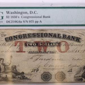 1856 $2, Congressional Bank., Wash D.C., Obsolete., #18280