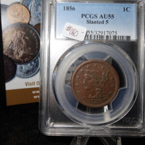 1856 Liberty Head Large Cent. PCGS Graded AU55. Store #08484