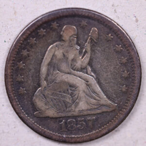 1857-O Seated Liberty Quarter., Very Fine Circulated Coin., Store#1118