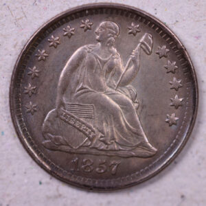 1857 Seated Liberty Half Dime., Mint State., Uncirculated Coin., Store#1123