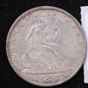 1857 Seated Liberty Half Dollar, Affordable Collectible Circulated Coin, Store #14189