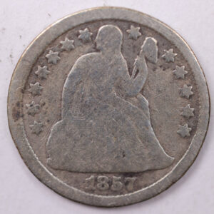 1857 Seated Liberty Silver Dime., Good., Store Sale #18962