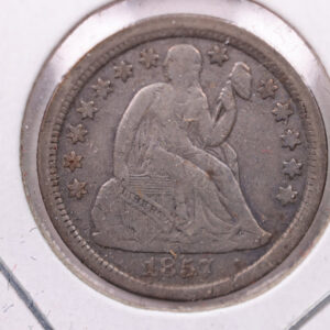 1857 Seated Liberty Silver Dime., Very Fine., Store Sale #19058