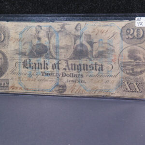 1858 $20 Obsolete Currency, Augusta Georgia. Store #04839