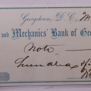 1858 $2.50, Bank Check, Farms/Mechanics Bank., Georgetown, D.C., STORE #18505