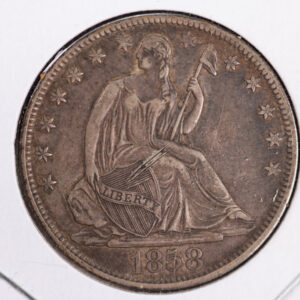 1858-O Liberty Seated Half Dollar, Affordable Circulated Coin. Store Sale #23080930