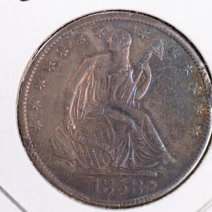 1858-O Liberty Seated Half Dollar, Affordable Circulated Coin. Store Sale #23080931