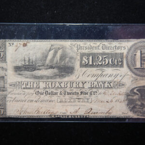 1858 Roxbury Bank, Massachusetts, Obsolete Currency, Store Sale 093085