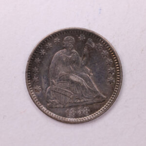 1858 Seated Liberty Half Dime., A.U.+ Coin., Store Sale #18912