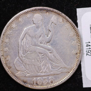1858 Seated Liberty Half Dollar, Affordable Collectible Circulated Coin, Store #14192