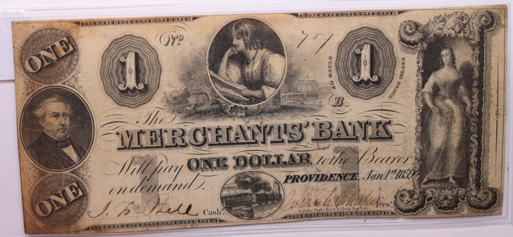 1859 $1, MERCANTILE BANK., (ALTERED NOTE), Providence, ., #18416