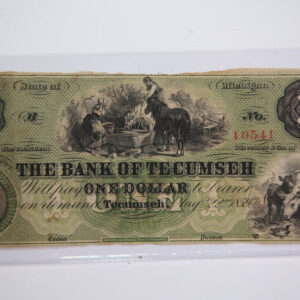 1859 $1, Tecumseh, Michigan., Obsolete Currency, Store Sale 0932467