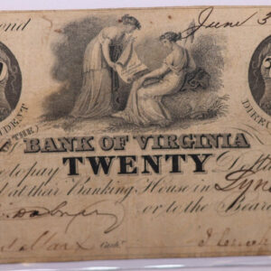 1859 $20., Bank of Virginia, Richmond., Obsolete Currency., Store #OBS020.
