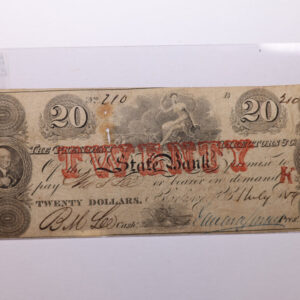 1859 $20., STATE BANK, CHARLESTON, S.C., Obsolete Currency., Store #SC007.