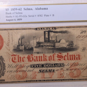 1859 $5., Bank of Selma., Alabama., Obsolete., PCGS VF-20., Store #GAL001
