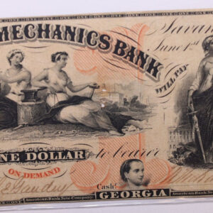 1860 $1, Farmers Mechanics Bank, GA., Obsolete Currency., Store #GA005.