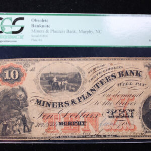 1860 $10., MINERS & PLANTERS BANK., Murphy, NC., PCGS F15., Store #GNC008