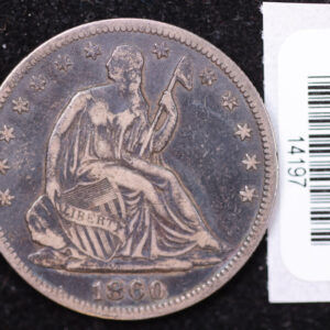 1860 Seated Liberty Half Dollar, Affordable Collectible Circulated Coin, Store #14197