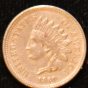 1860 Small Cent Indian Head, Pointed Bust AU details. Store #242544