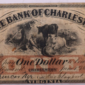 1861 $1, Bank of Charleston, VA., Circulated Obsolete Currency., Store #OBS003.